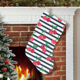 Hand drawn cherry pattern striped background Christmas Stocking