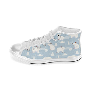 Cute polar bears Christmas decoration pattern Women's High Top Canvas Shoes White