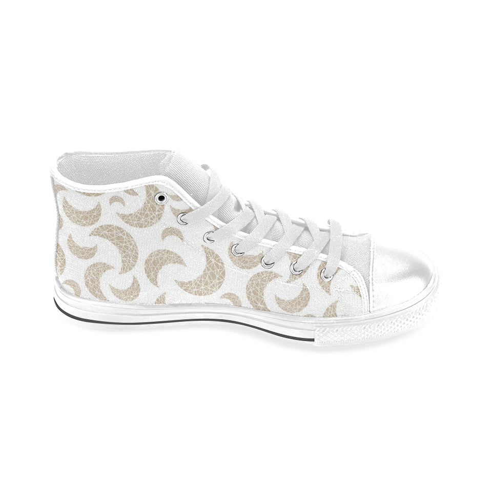 Cool gold moon abstract pattern Men's High Top Canvas Shoes White