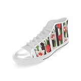 red and white tulips pattern Men's High Top Canvas Shoes White