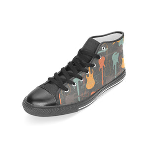 electric guitars pattern Women's High Top Canvas Shoes Black