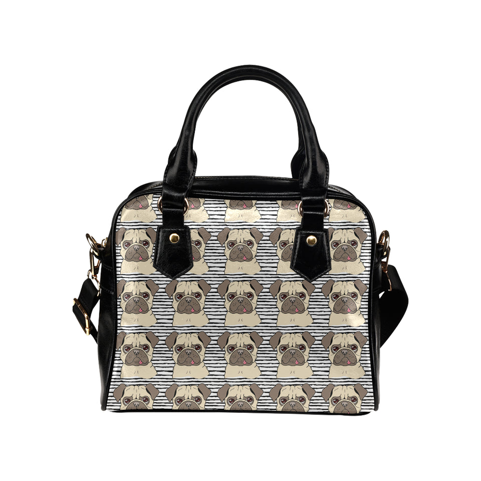 Happy pug pattern Shoulder Handbag