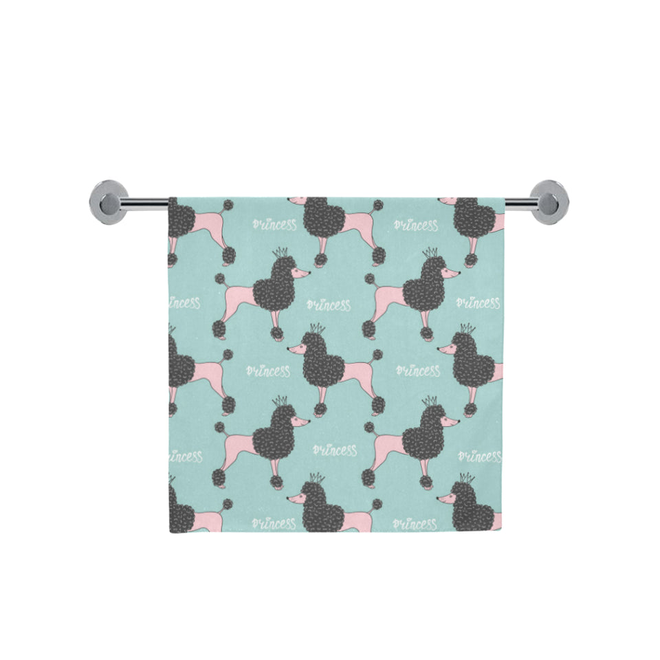poodle dog green background Bath Towel