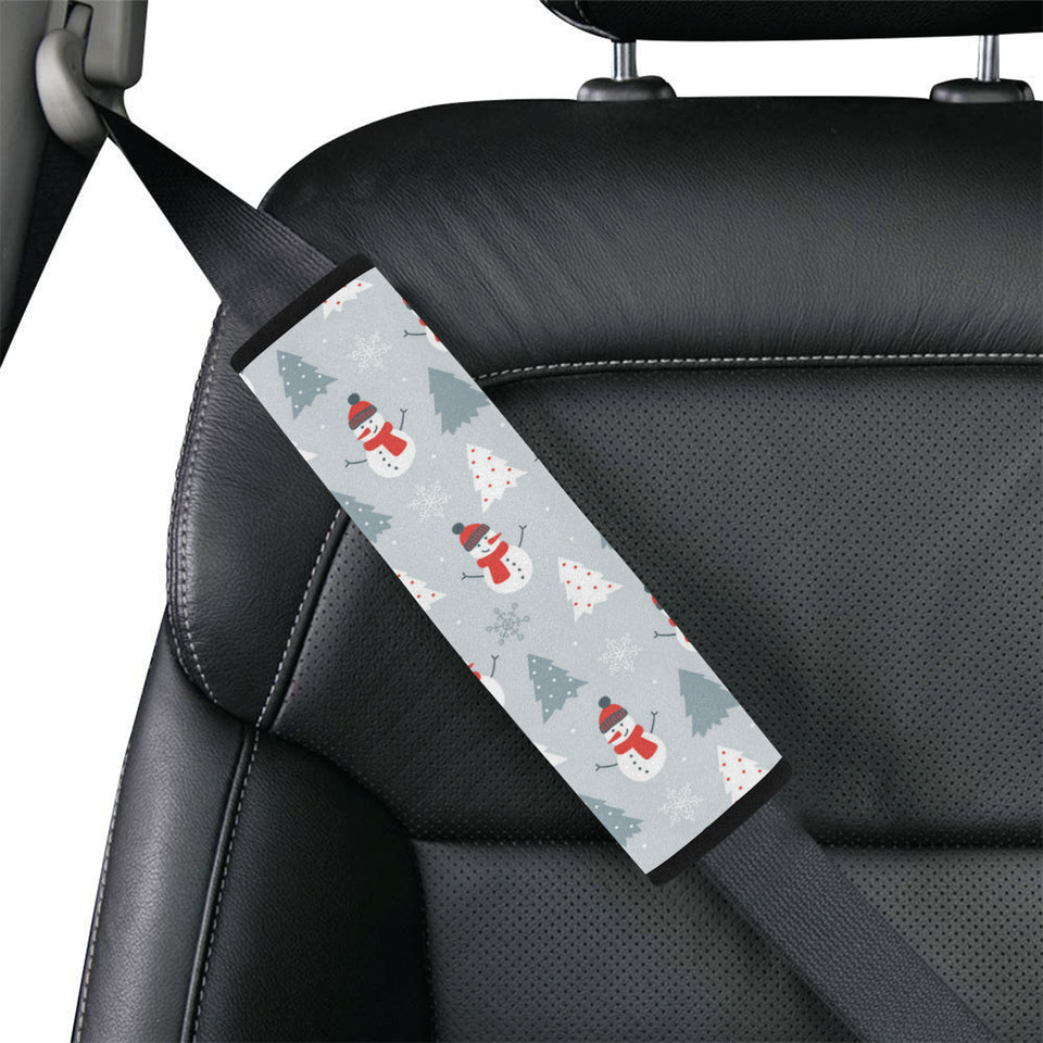 Snowman christmas  tree snow gray background Car Seat Belt Cover