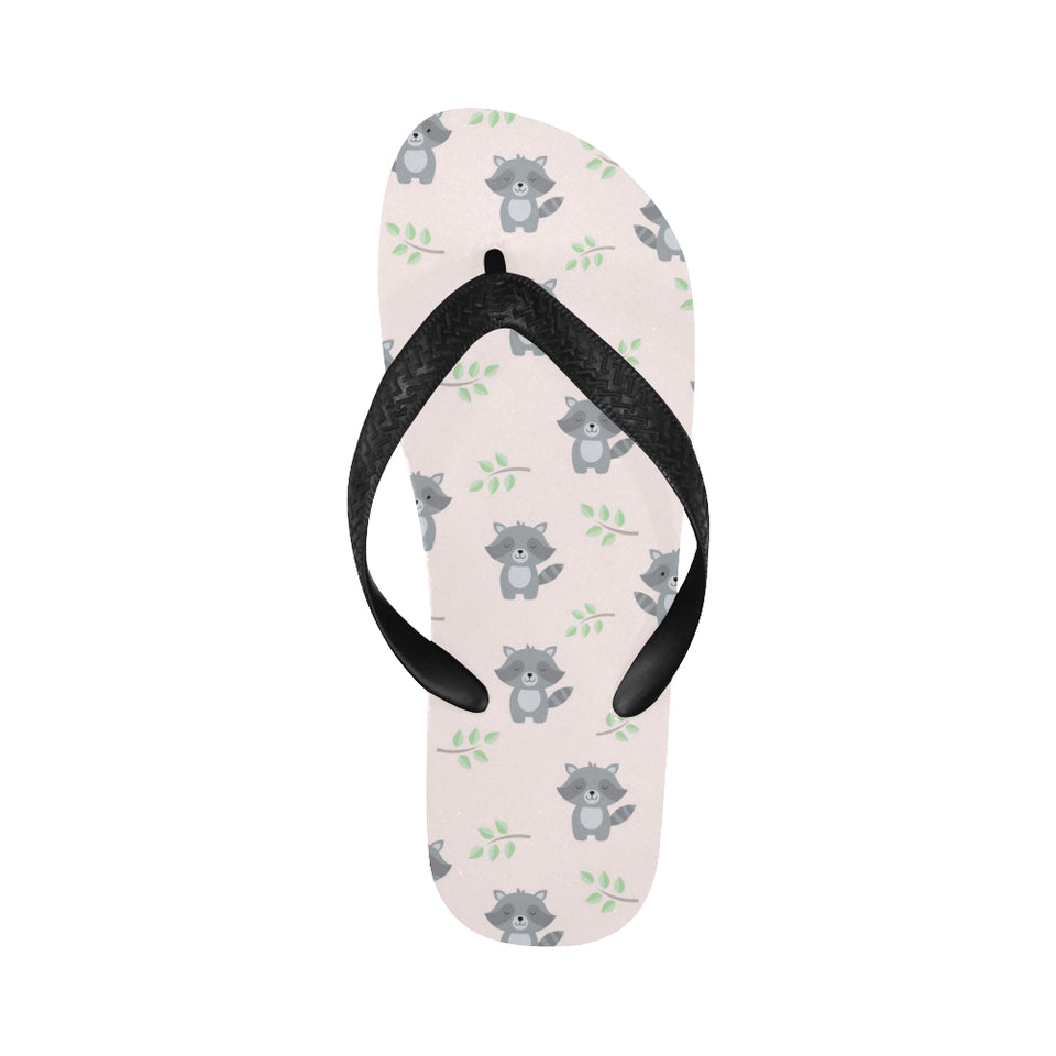 cute raccoons leaves pattern Unisex Flip Flops