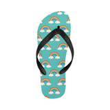 Rainbow pattern green background Unisex Flip Flops