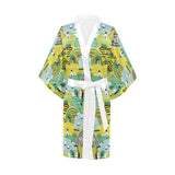 Hand drawn windmill pattern Women's Short Kimono Robe