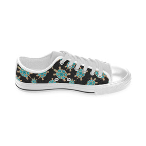 Sea turtle blue stone pattern Men's Low Top Shoes White