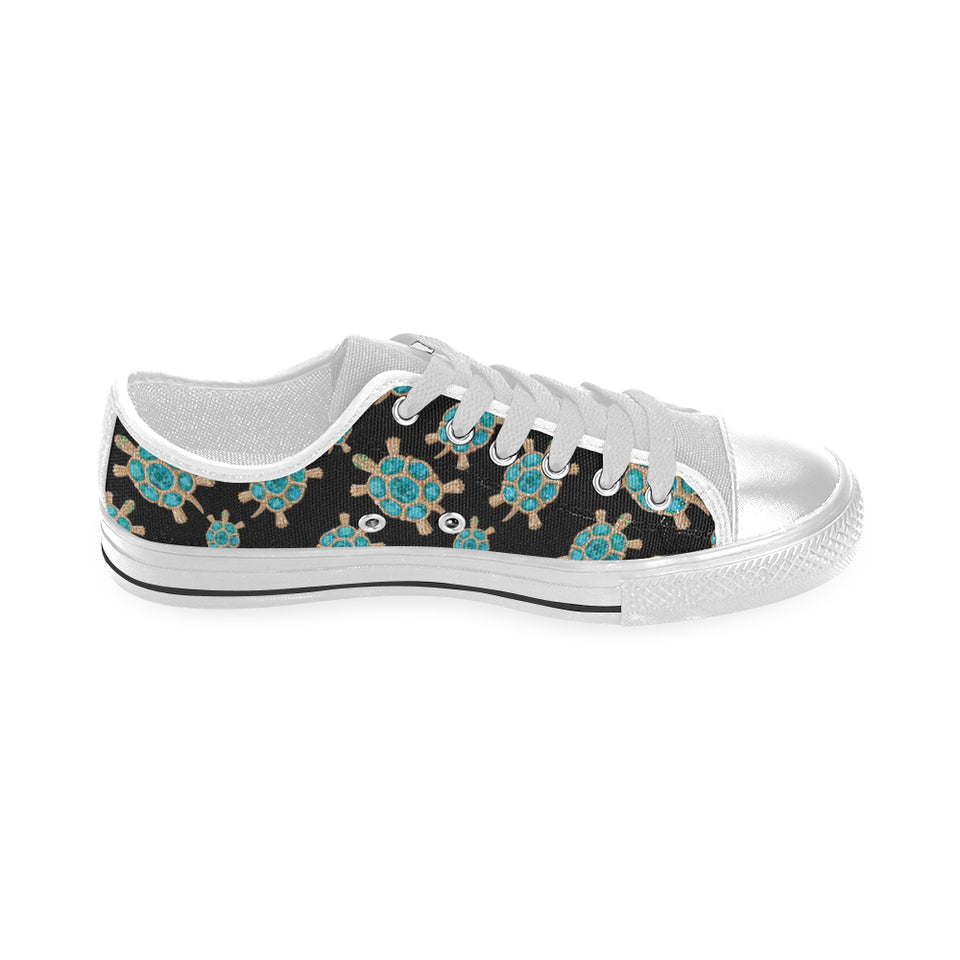 Sea turtle blue stone pattern Men's Low Top Shoes White
