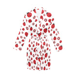Ladybug Pattern Print Design 04 Women's Long Sleeve Belted Night Robe