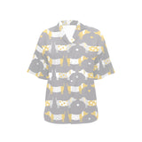 Cute dachshund dog pattern Women's All Over Print Hawaiian Shirt