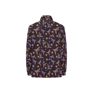 Hummingbird Pattern Print Design 04 Women's Long Sleeve Polo Shirt