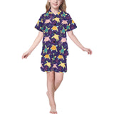 Colorful sea turtle pattern Kids' Boys' Girls' V-Neck Short Pajama Set