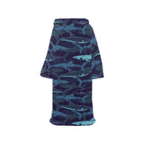 Shark pattern Blanket Robe with Sleeves