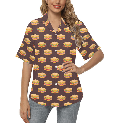 Sandwich Pattern Print Design 04 Women's All Over Print Hawaiian Shirt