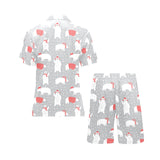 Cute polar bear christmas snow pattern Men's V-Neck Short Pajama Set