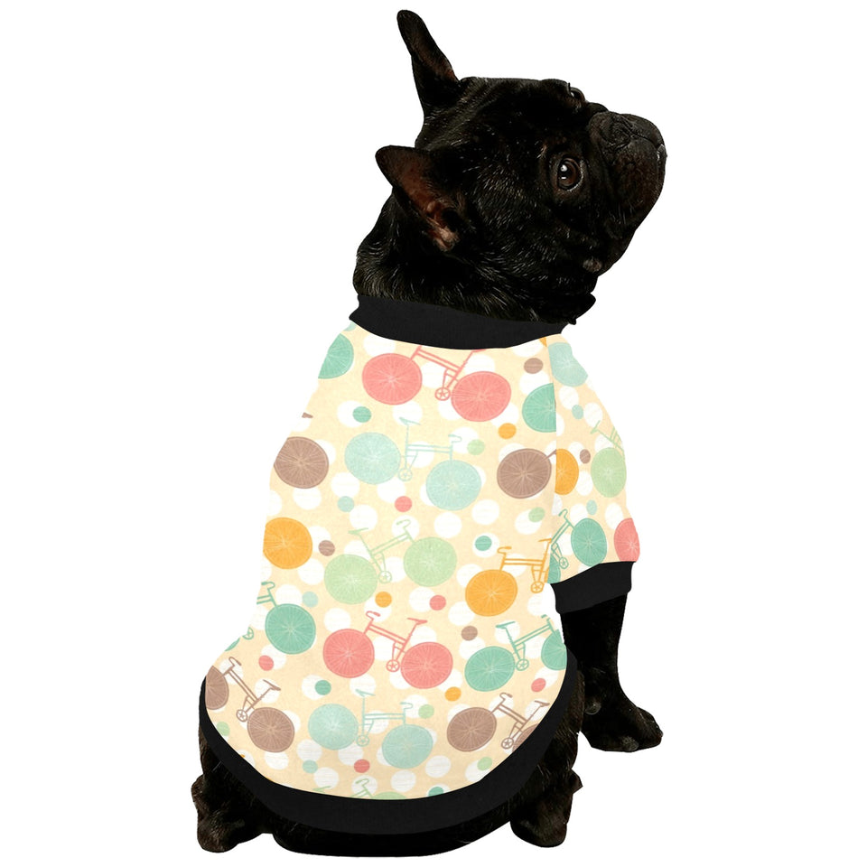 Bicycle Pattern Print Design 01 All Over Print Pet Dog Round Neck Fuzzy Shirt