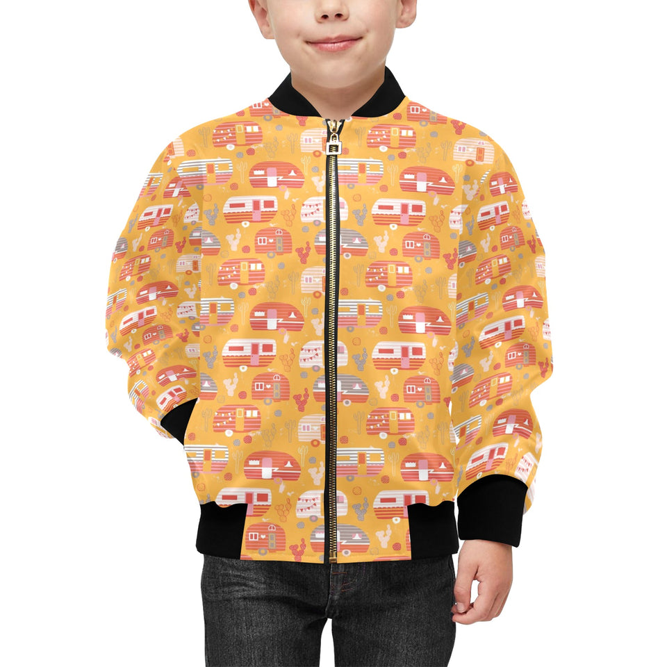 Camper Van Pattern Print Design 04 Kids' Boys' Girls' Bomber Jacket