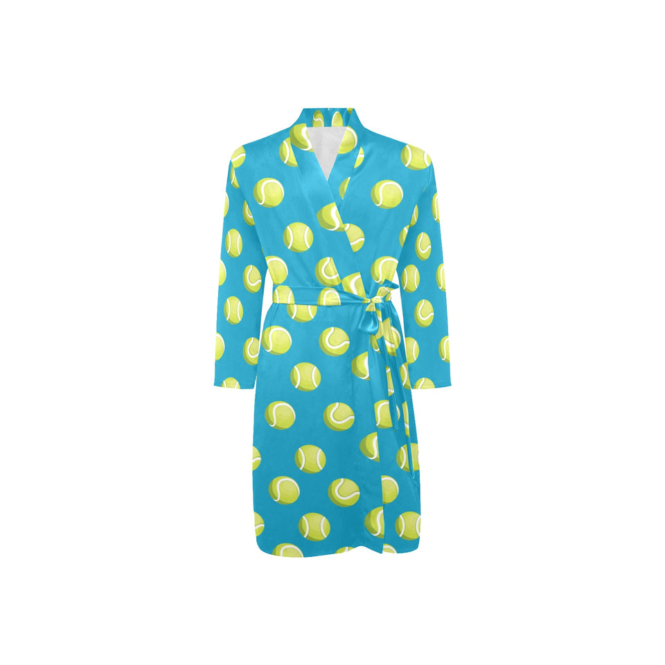 Tennis Pattern Print Design 05 Men's Long Sleeve Belted Night Robe