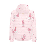 Poodle dog pink color theme Men's Padded Hooded Jacket
