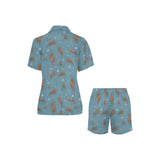 Sea otters pattern Women's V-Neck Short Pajama Set