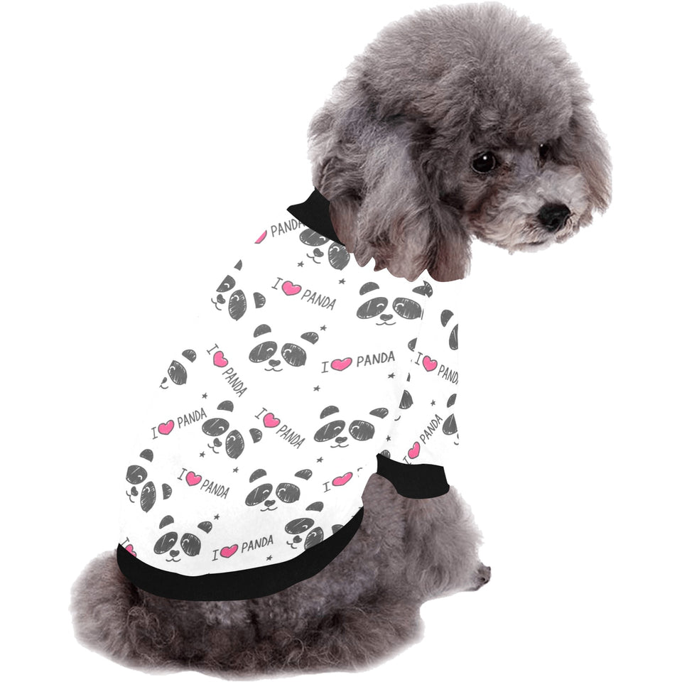 Hand Drawn faces of pandas pattern All Over Print Pet Dog Round Neck Fuzzy Shirt