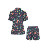 colorful space pattern planet star Women's V-Neck Short Pajama Set