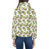 Coconut Pattern Print Design 04 Women's Padded Hooded Jacket
