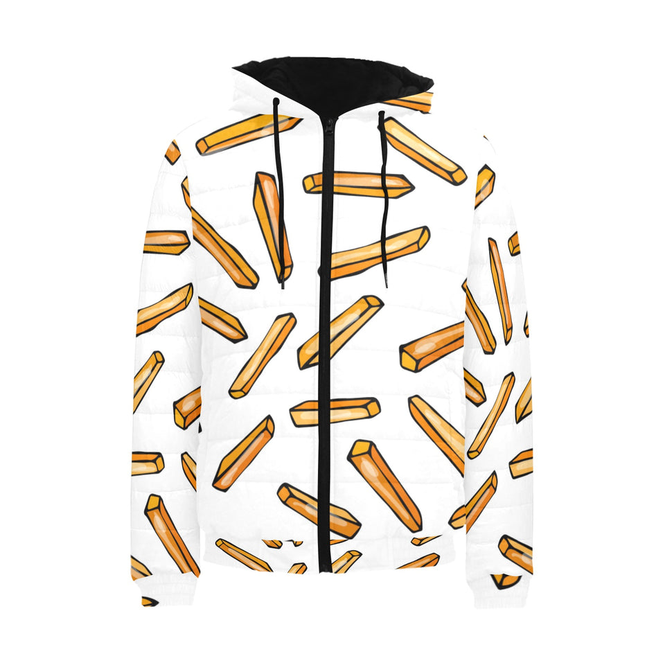 French fries potato pattern Men's Padded Hooded Jacket