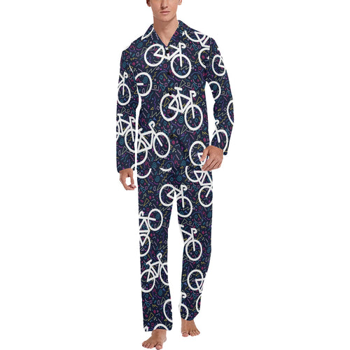 Bicycle Pattern Print Design 03 Men's Long Pajama Set
