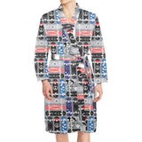 Skate Board Pattern Print Design 04 Men's Long Sleeve Belted Night Robe