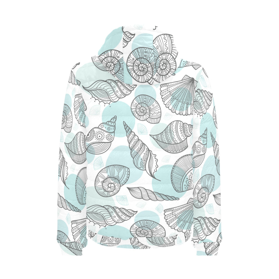 Shell polynesian tribal Men's Padded Hooded Jacket