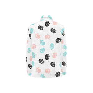 Dog Paws Pattern Print Design 04 Women's Long Sleeve Polo Shirt