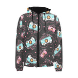 Camera Pattern Print Design 04 Men's Padded Hooded Jacket