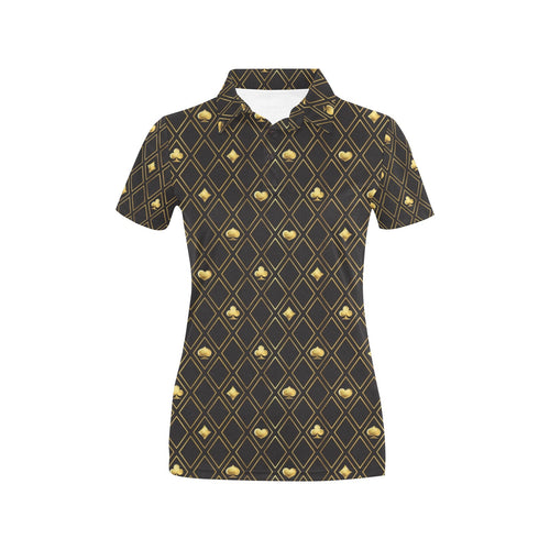 Casino Cards Suits Pattern Print Design 01 Women's All Over Print Polo Shirt
