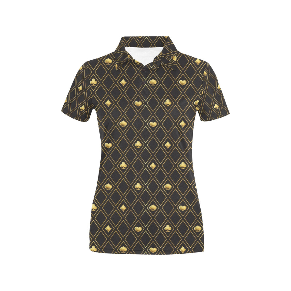 Casino Cards Suits Pattern Print Design 01 Women's All Over Print Polo Shirt