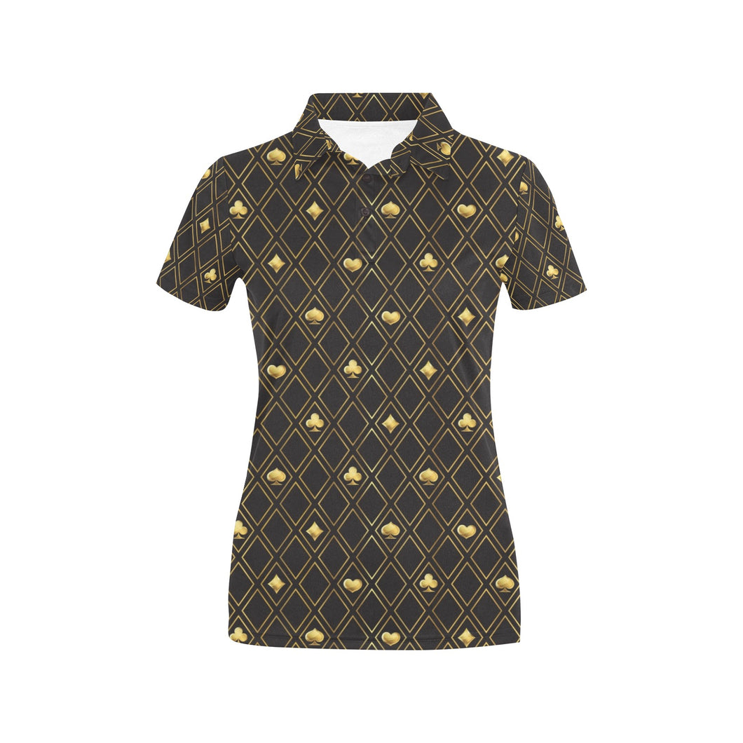 Casino Cards Suits Pattern Print Design 01 Women's All Over Print Polo Shirt