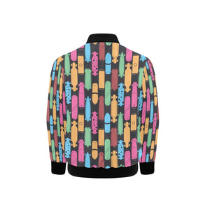 Skate Board Pattern Print Design 02 Kids' Boys' Girls' Bomber Jacket
