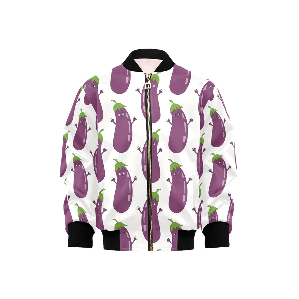 Eggplant Pattern Print Design 01 Kids' Boys' Girls' Bomber Jacket