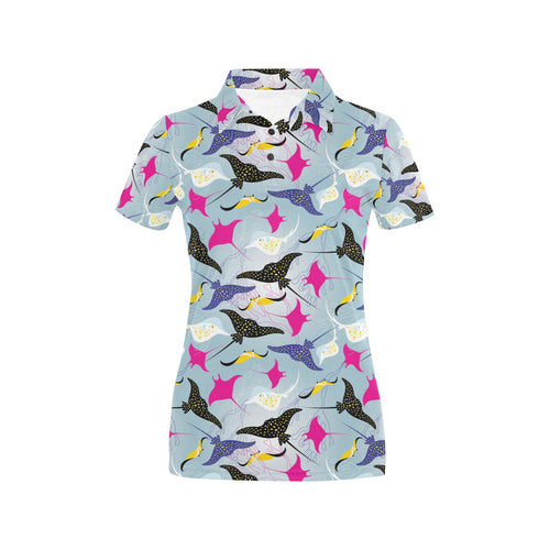 Stingray Pattern Print Design 01 Women's All Over Print Polo Shirt