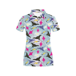 Stingray Pattern Print Design 01 Women's All Over Print Polo Shirt