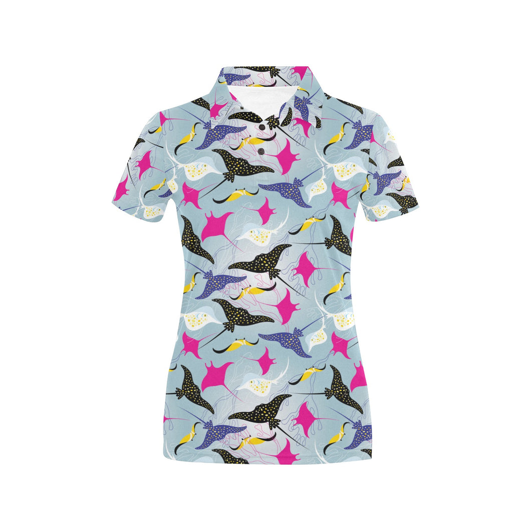 Stingray Pattern Print Design 01 Women's All Over Print Polo Shirt