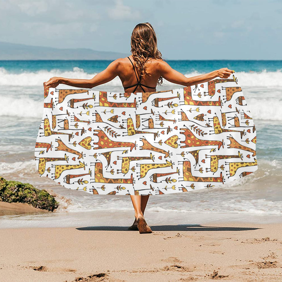 Giraffe Pattern Print Design 04 Beach Towel