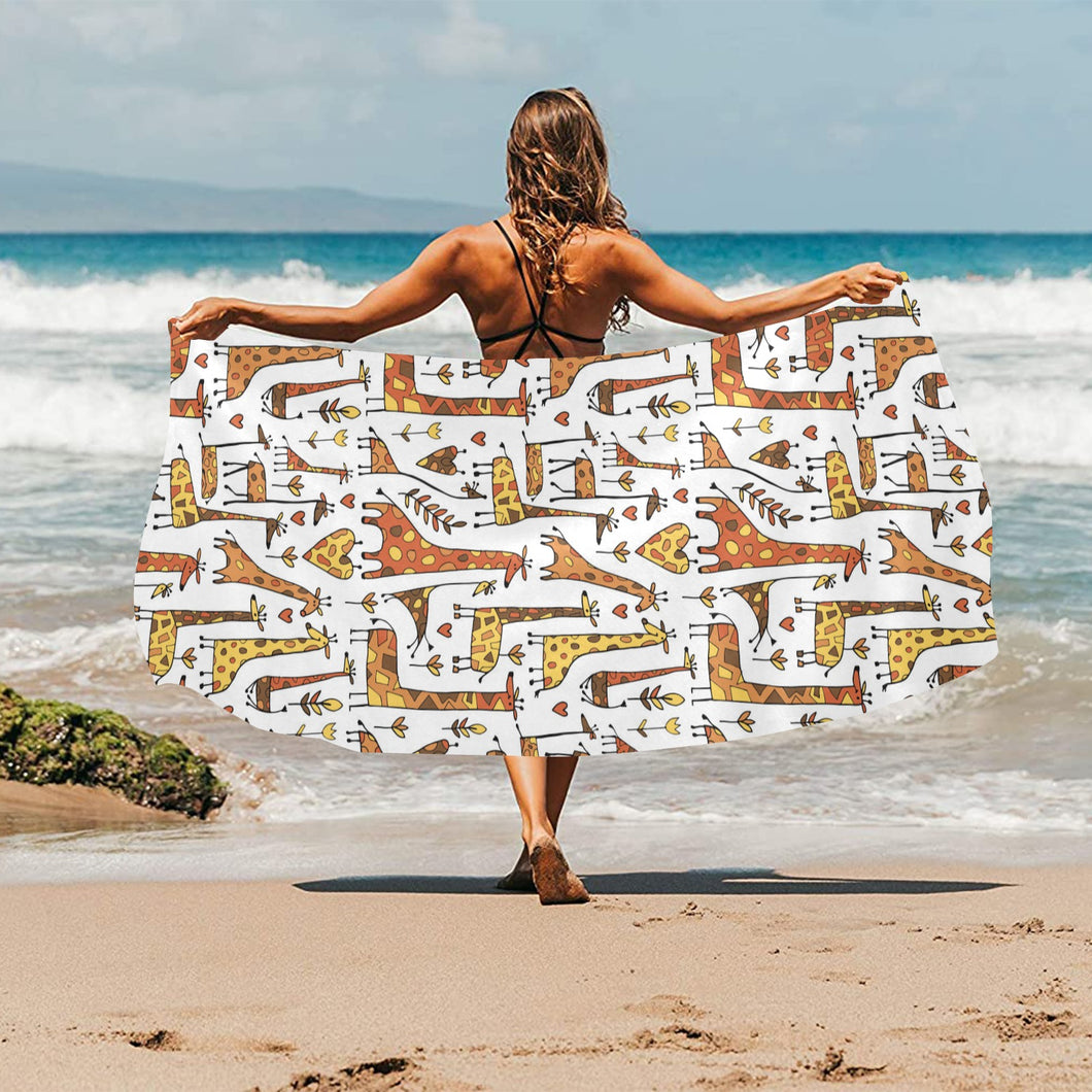 Giraffe Pattern Print Design 04 Beach Towel