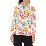 Clock butterfly pattern Women's Long Sleeve Polo Shirt