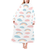 Cute rainbow clound pattern Blanket Robe with Sleeves