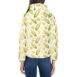 Corn Pattern Print Design 05 Women's Padded Hooded Jacket