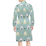 Cute hamster cheese pattern Men's Long Sleeve Belted Night Robe