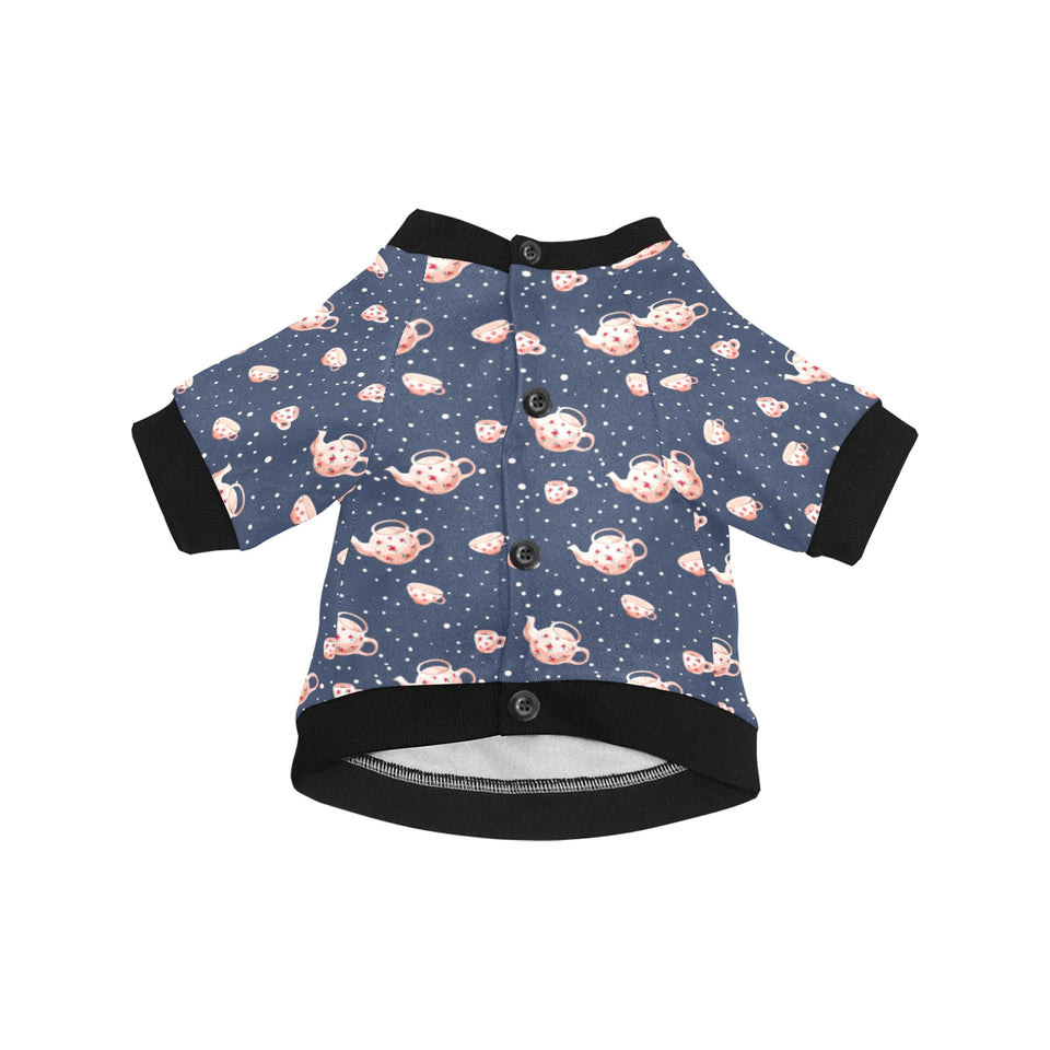 Tea pots Pattern Print Design 04 All Over Print Pet Dog Round Neck Fuzzy Shirt