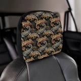 Chameleon lizard tropical leaves palm tree Car Headrest Cover
